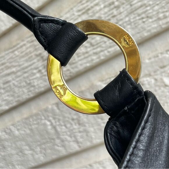 MCM Black Leather Vintage Y2K Hobo Shoulder Bag Charm - Picture 3 of 15